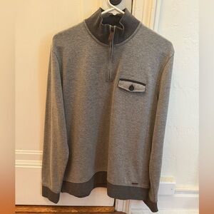 Ted Baker Gray Zip Up Sweater with Ribbed Accents size 5 (Large)